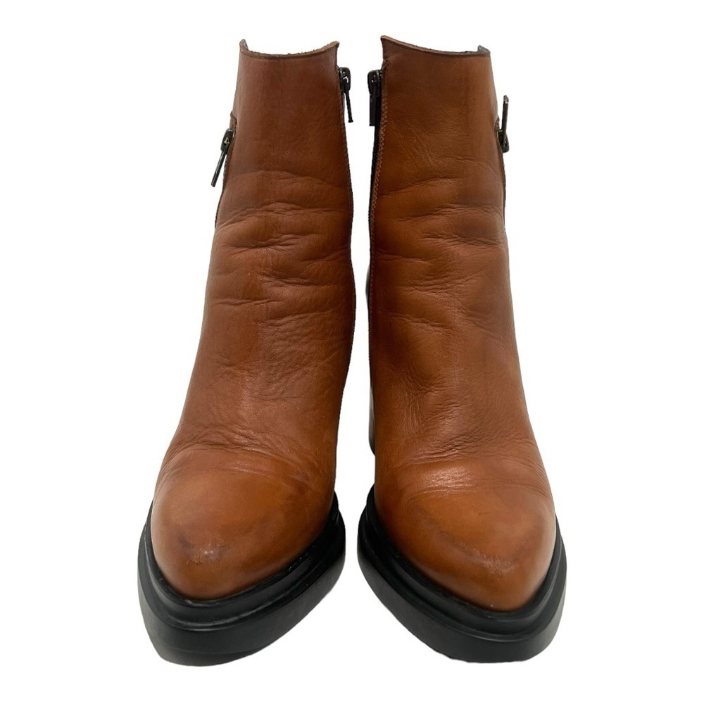 Frankie Segal Gabrielle Michel Brown Leather Platform Point Toe Heeled Boots 39 - Picture 4 of 16